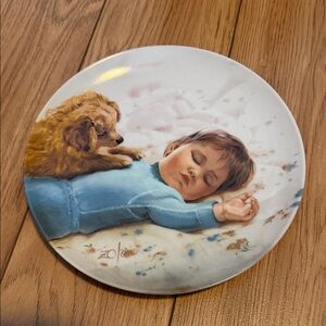 Charming Child and Puppy Wall Decor Plate